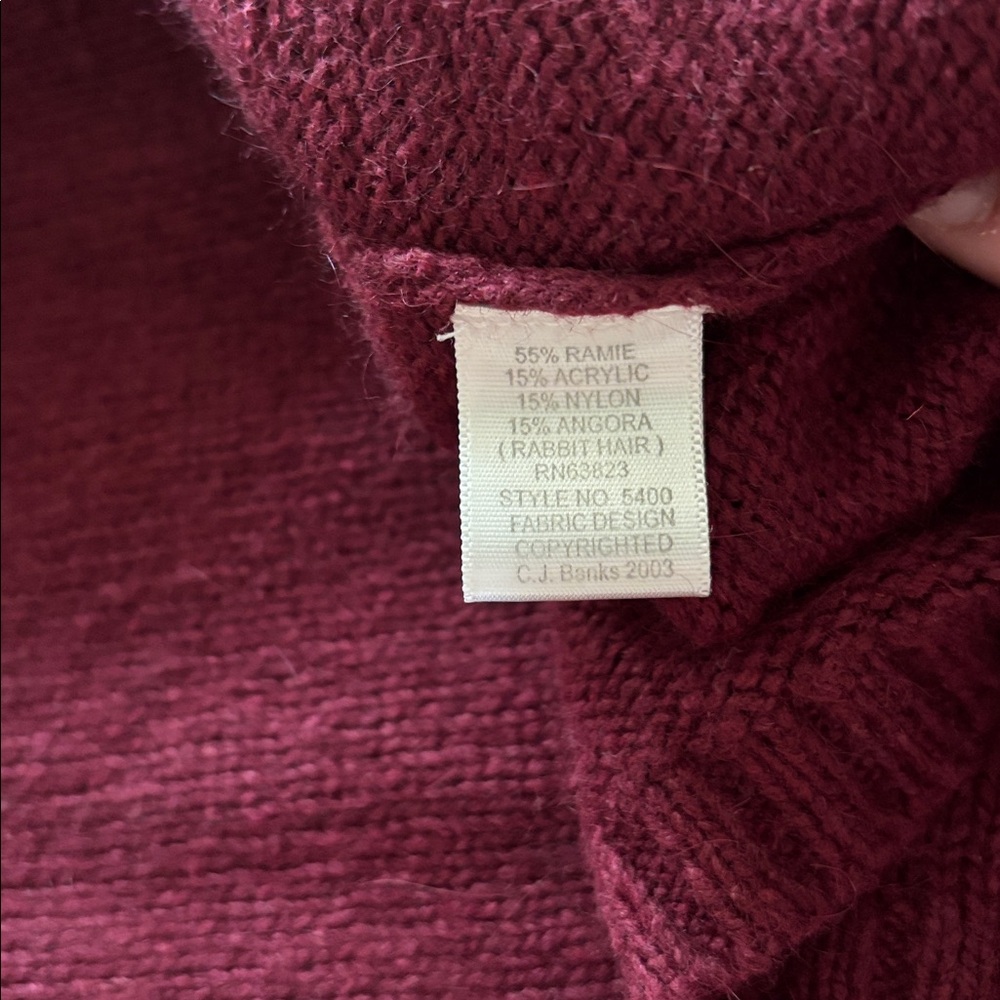 CJ Banks Womens 1X Ramie Angora‎ Cardigan Sweater burgundy Floral cottagecore - Picture 9 of 9